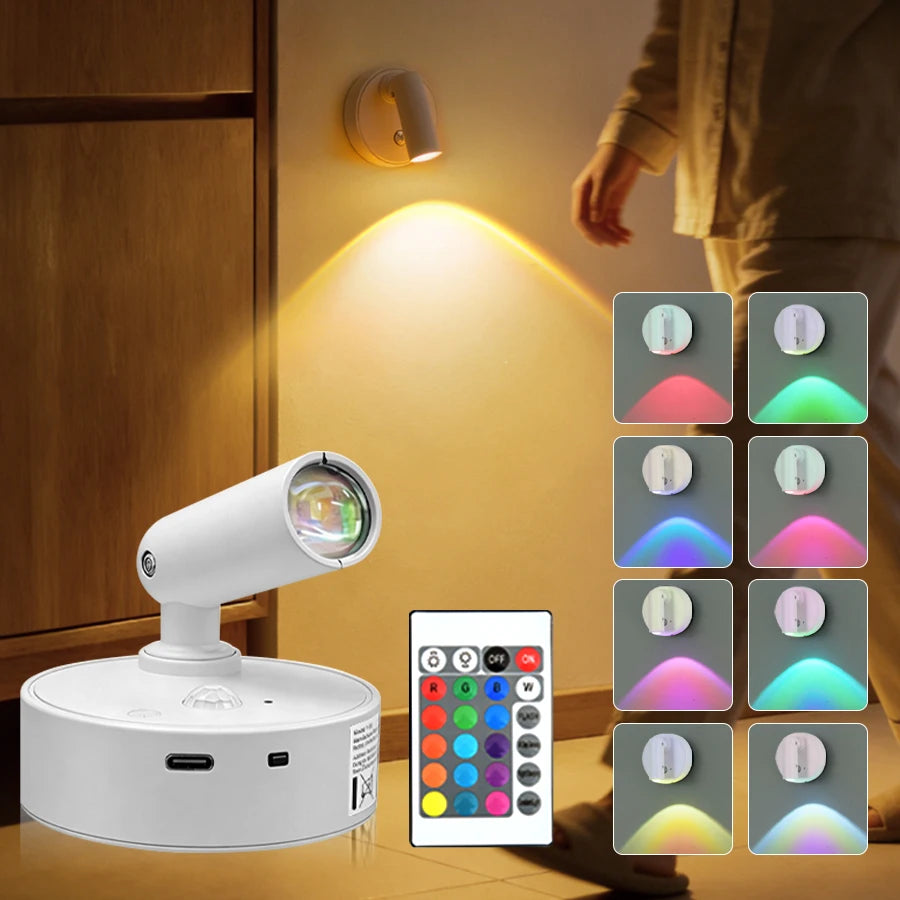 NuvAura GlowSpot™ | Rechargeable RGB Motion Sensor Wall Light